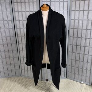 Women's Black Open Front Sweater, Size Small